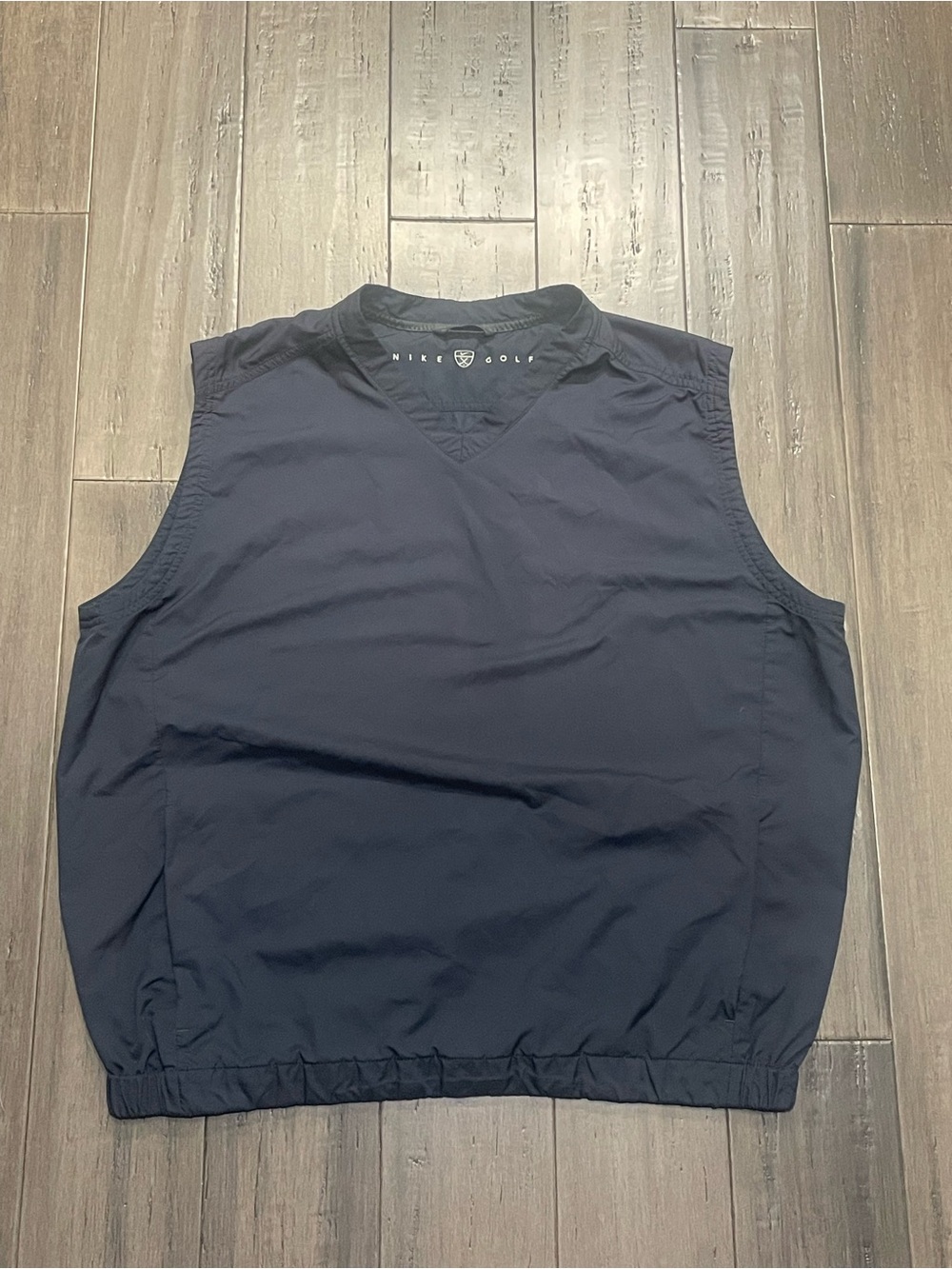 Nike Golf Mens Navy Blue V-Neck Wind Vest Pullover Swoosh Golf Jacket